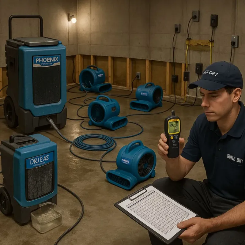 Structural Drying and Dehumidification process in McConnell AFB, KS
